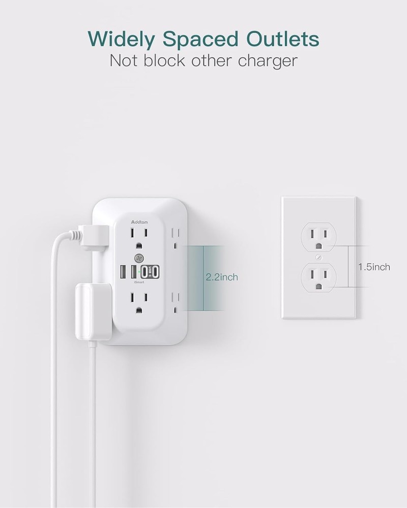 Surge Protector Outlet Extender with USB Ports