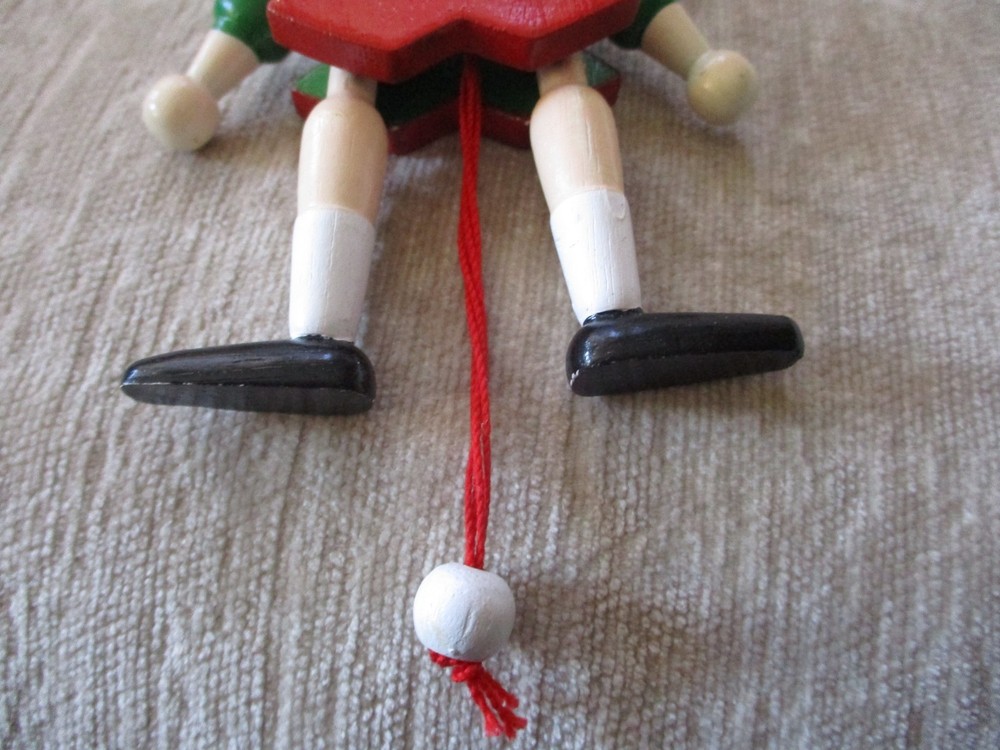 Handcrafted Wooden Bavarian Acrobat Toy Pull String Decor