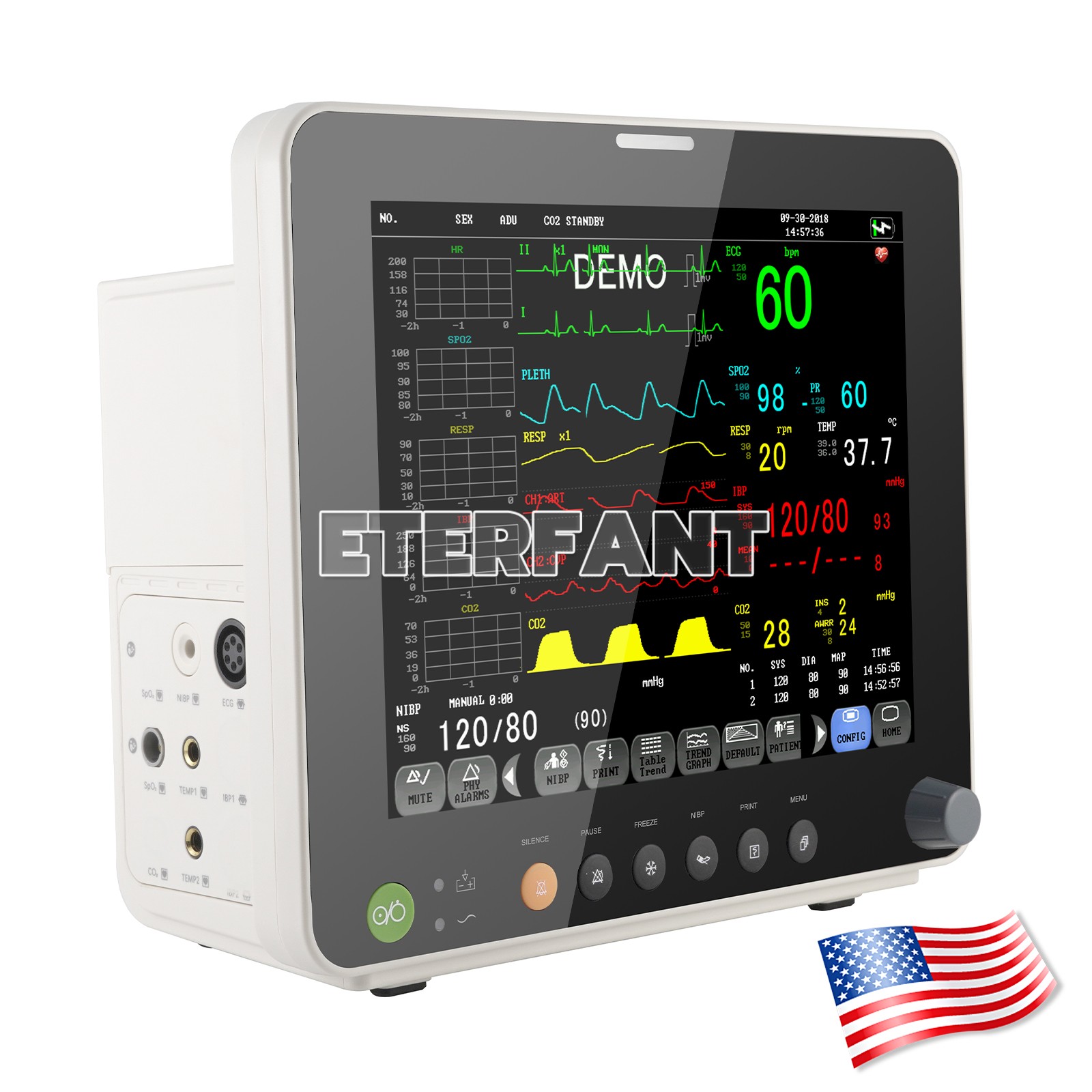 Patient Monitor ICU CCU Vital Sign For Hospital ECG NIBP RESP TEMP SPO2 PR