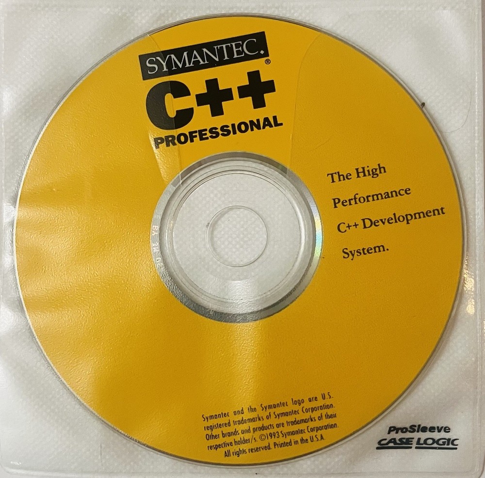 Symantec C++ Professional (1993) Vintage Software Disc, No Key, Mac/Win, Tested