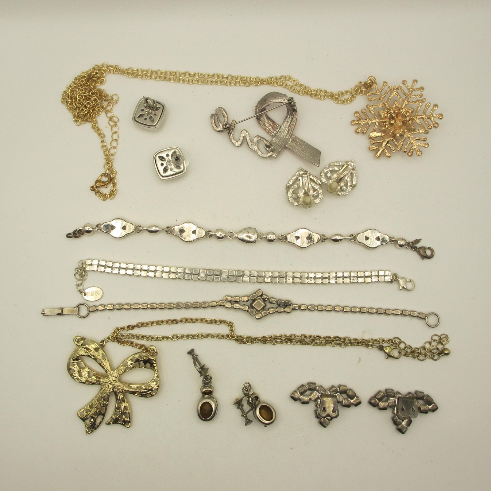 Vintage Rhinestone Jewery Lot Bracelets Necklaces Earrings Shoe Clips Brooch