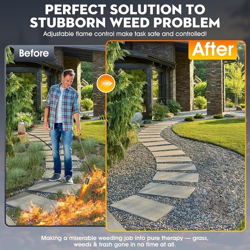 High Output Propane Weed Torch W/ Piezo Ignition & Adjustable Flame Control New