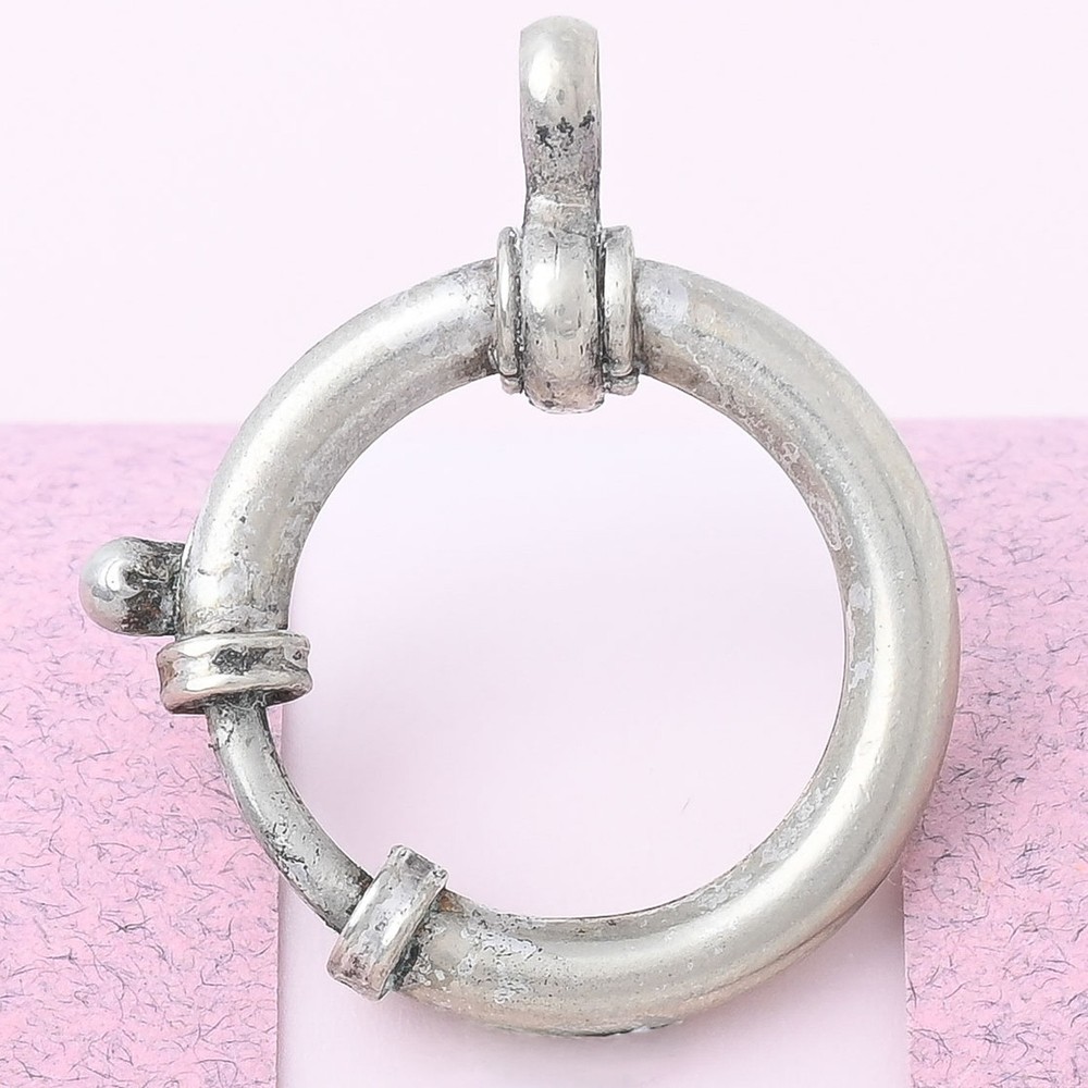 Antique Victorian Silver LARGE Spring Ring Clasp for Charm Pendant