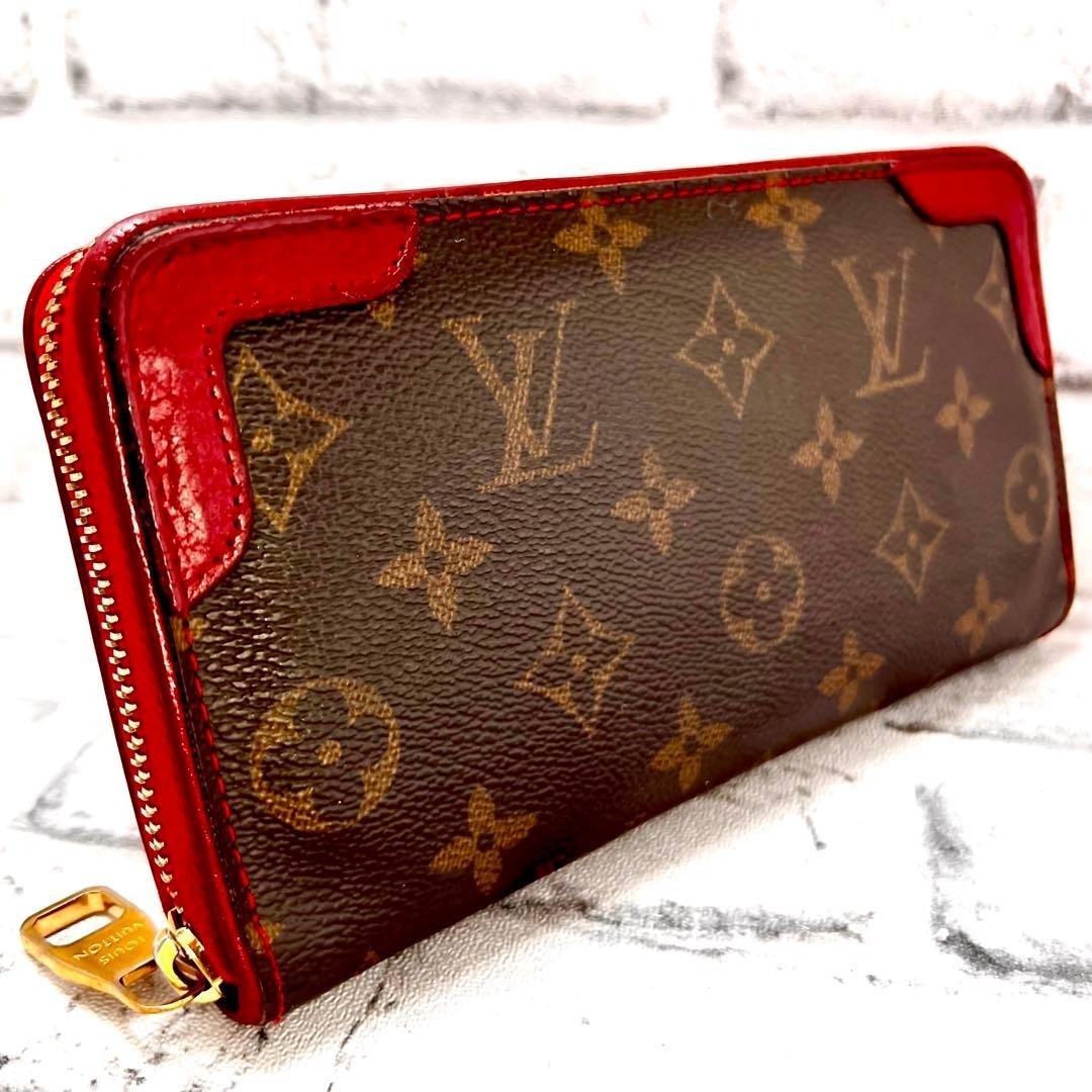 LOUIS VUITTON Monogram Retiro Round Zip Long Wallet Cerise Brown M61854