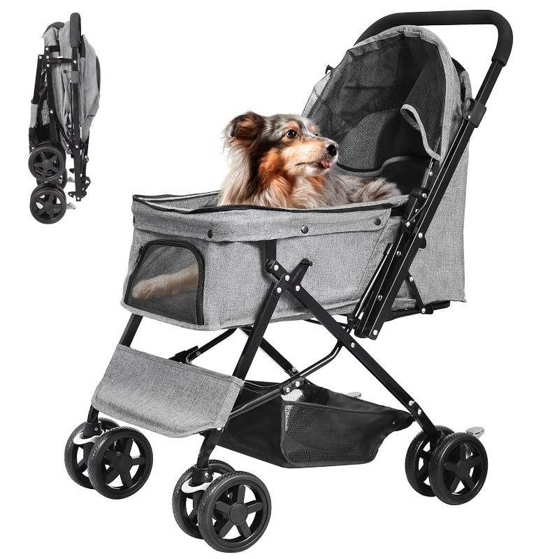 Dog Stroller for Large Medium Dogs Cats with Reversible Handle Foldable