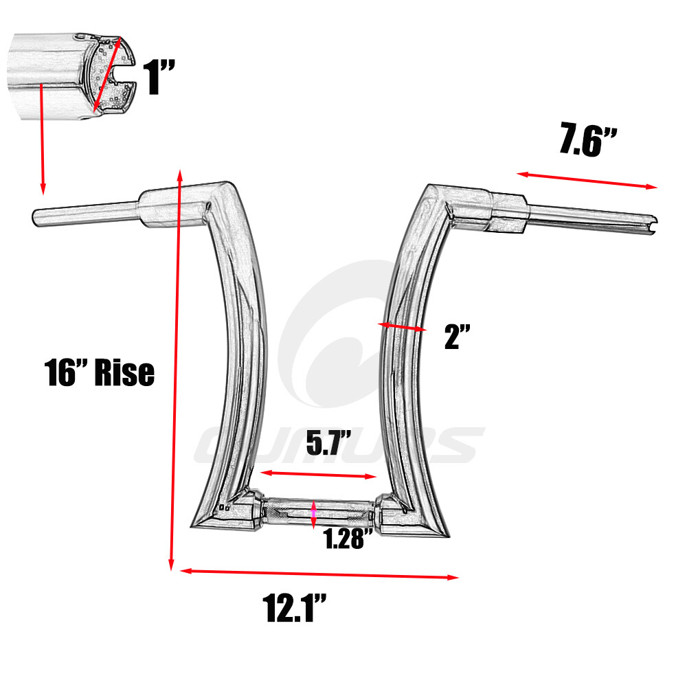 DNA MONSTER 16'' Rise Ape Hanger Fat Bars 2" Handlebar For Harley Fatboy Softail