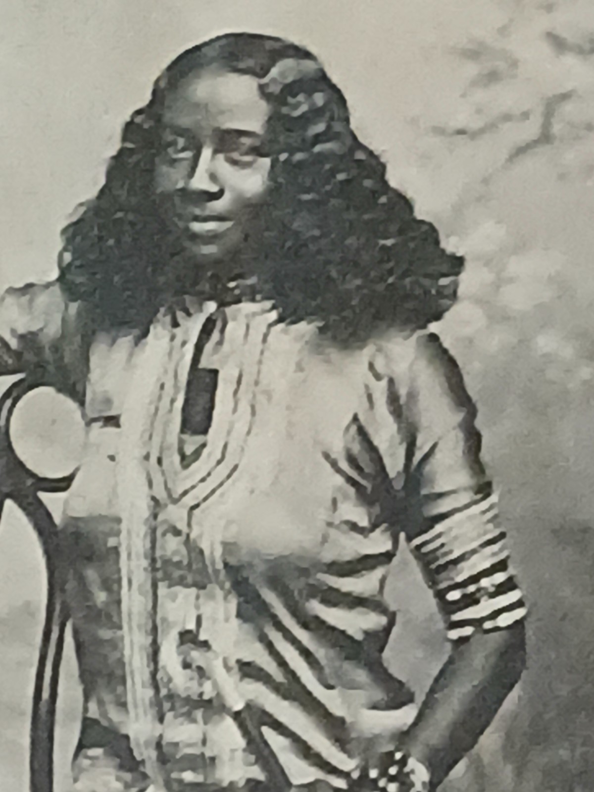 Antique African American * COLORED FEMALE * SITTING LEOPARD PRINT RUG*