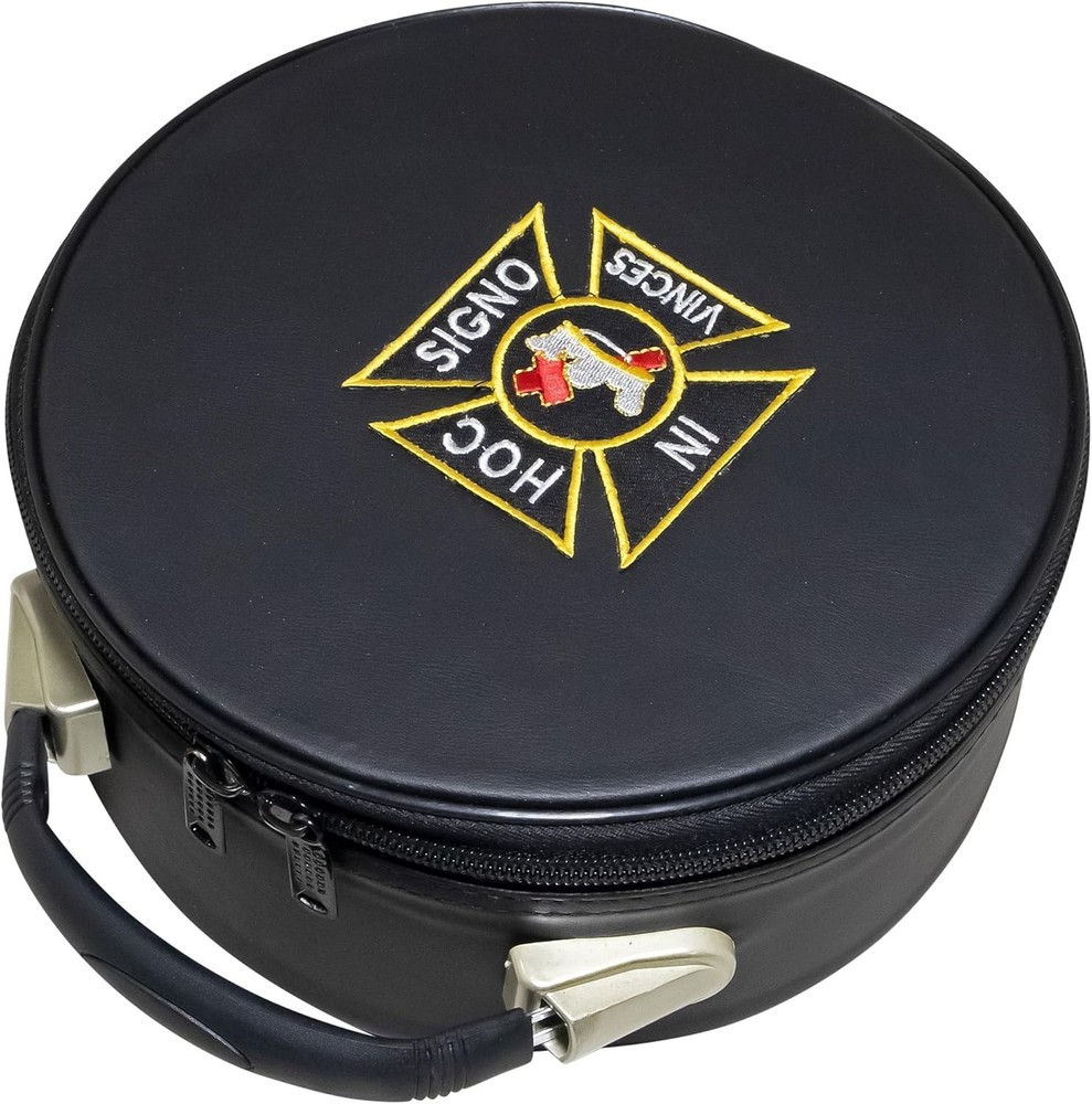 Masonic Knights Templar Commandery Crown Cap Case Black Cross Emblem, Freemason