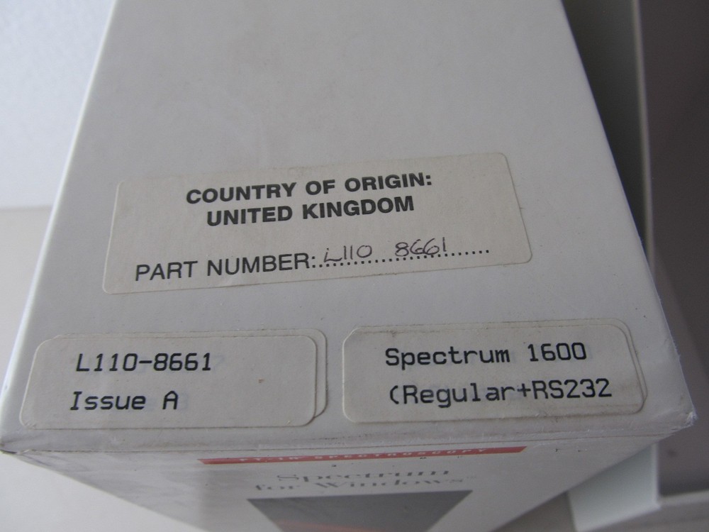 PERKIN ELMER Spectrum for Windows FT-IR Spectroscopy Software L110-8661