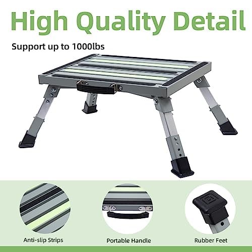 GarfatolRv Iron RV Steps, 4-Level Adjustable Folding Step Stool with Non-Slip...