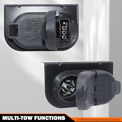Multi-Tow 7 Pole & 4-Way Flat Trailer Connector Socket with Mounting Bracket,
