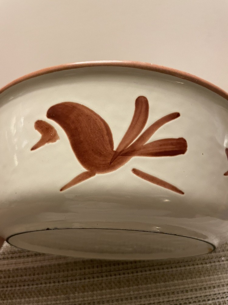 BAKER Sweden Brown Birds Design Oval 9” Ceramic