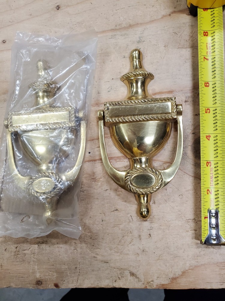 Solid Brass Door Knocker Polished Brass - New Old Stock