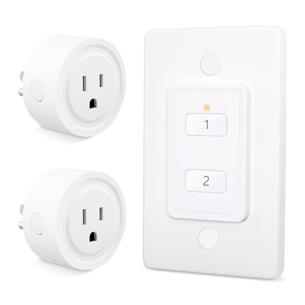 2 Pack Mini Wireless Remote Control Outlet Plug Adapter, 10A, 656ft Range