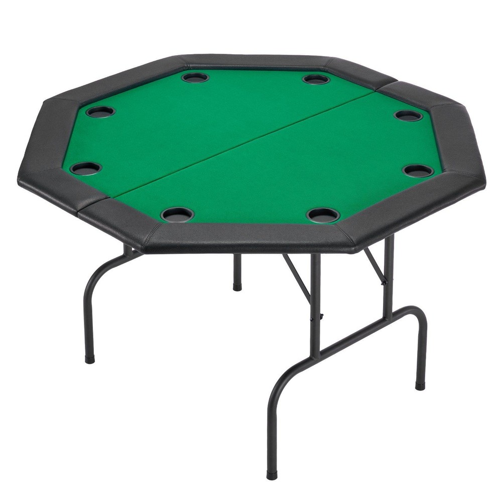 Space-Saving 48in Octagonal Foldable Table for 8-Player Poker Fun