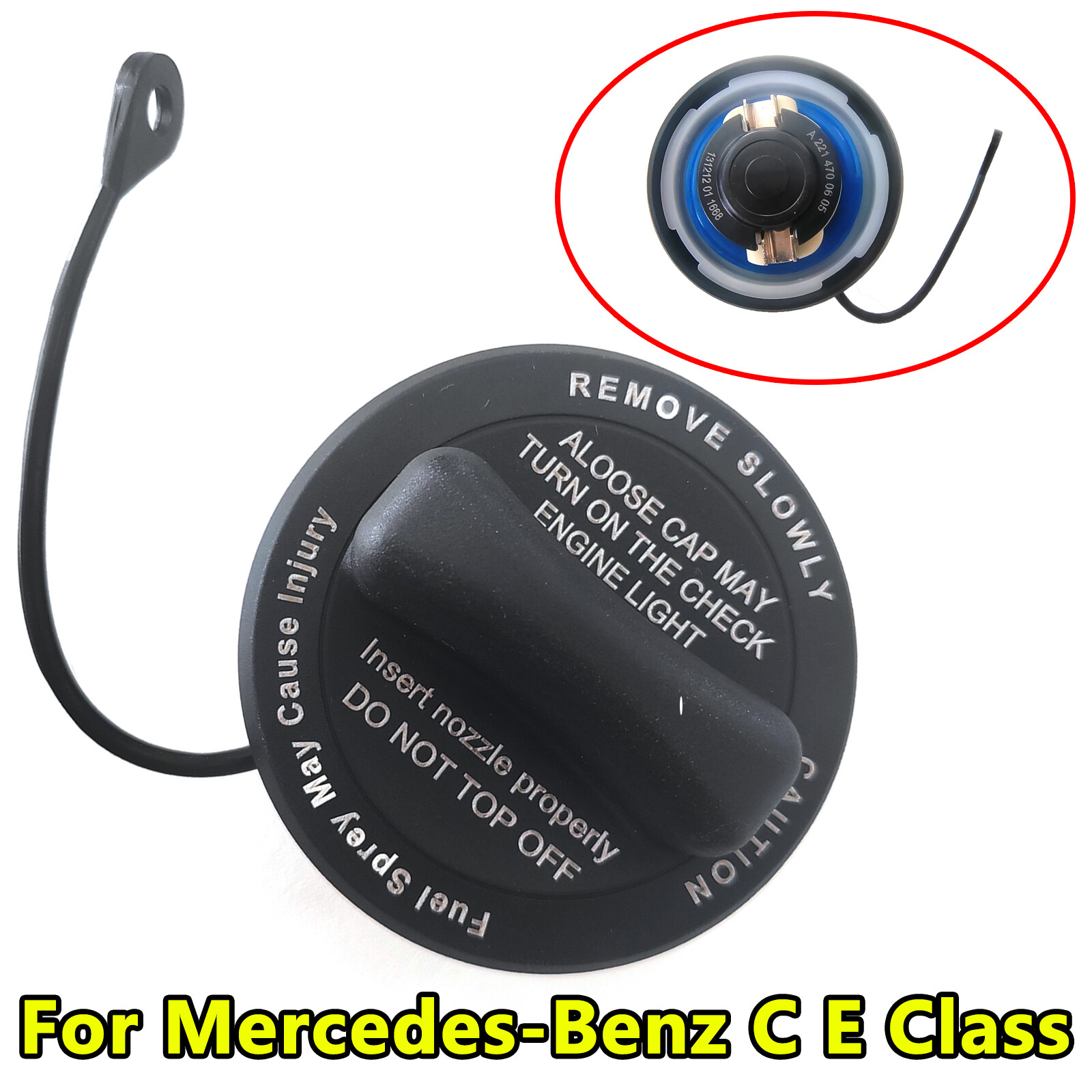 US Genuine For Mercedes Benz Fuel Gas Tank Filler Cap With Strap OEM #2214700605