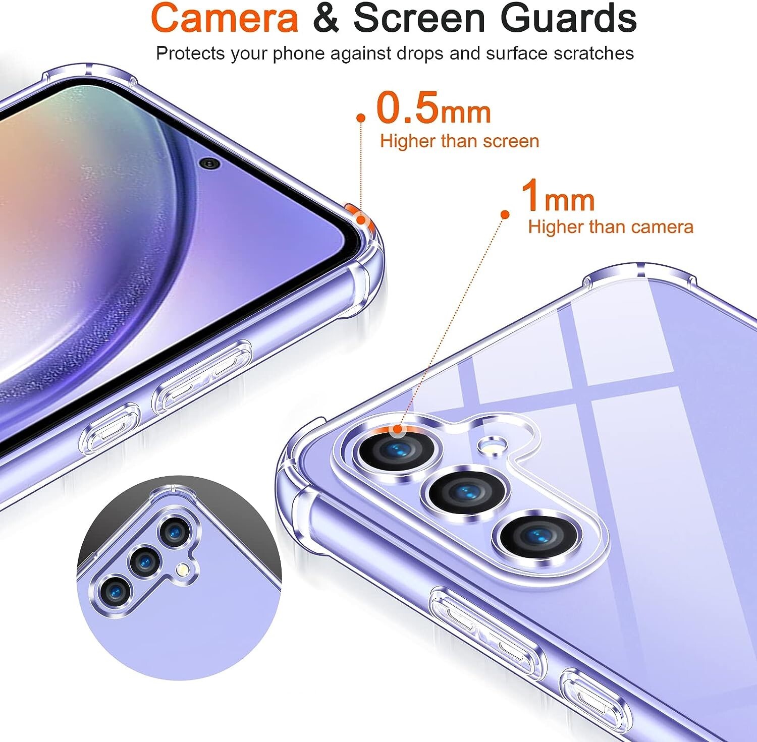 For Samsung A71 A54 A34 A05 A21S Soft Silicone Case Glass Screen Protector