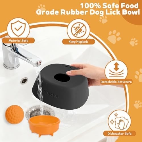 Anti-Choking Slow Feeder Dog Bowl Non-Slip 3/4 Cup - Lick Toy for Liquid Treats