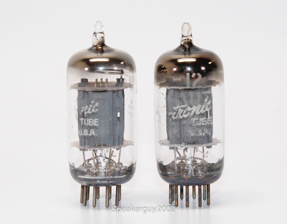 2 - GE 12AU7 Vacuum Tubes / Long Gray Plates -- CS12