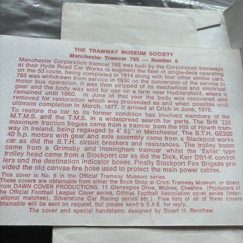 Manchester Tram Commemorative Envelope