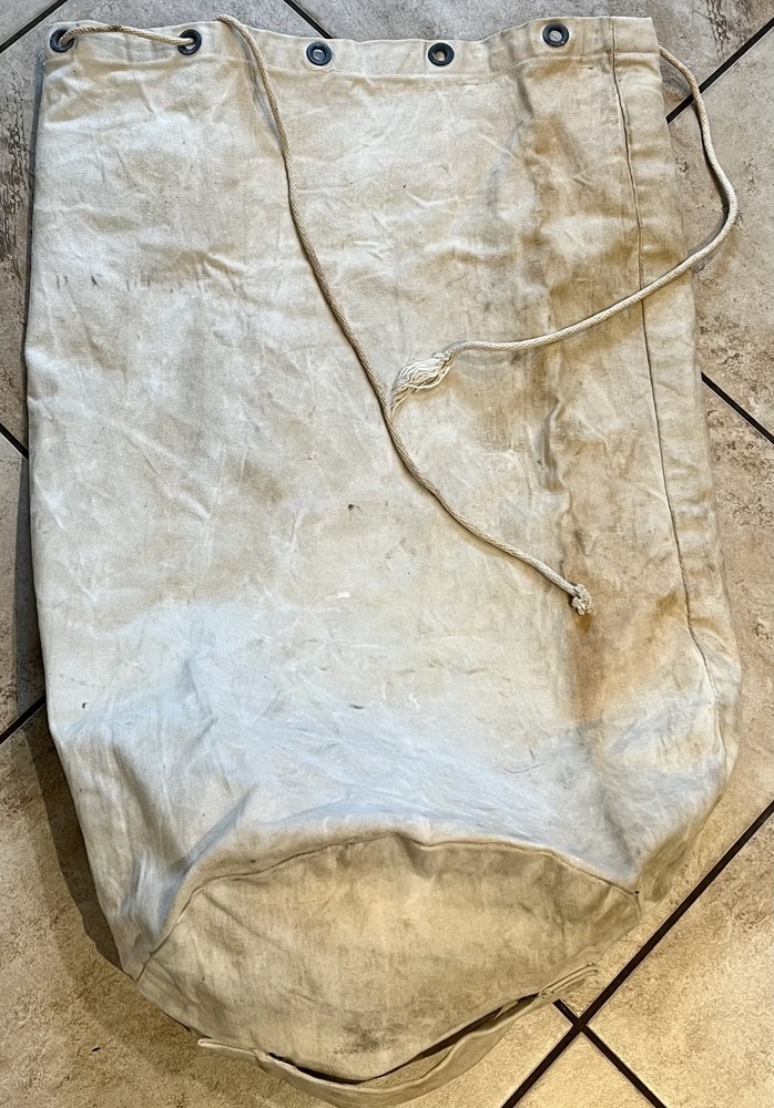VINTAGE WW11 US NAVY WHITE CANVAS DUFFLE BAG & SMALL BAG