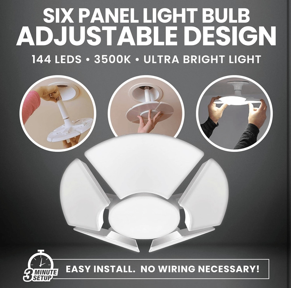 Bell Howell Hex Bulb E26 LED Garage 6 Panel Shop Office Attic Ceiling Light