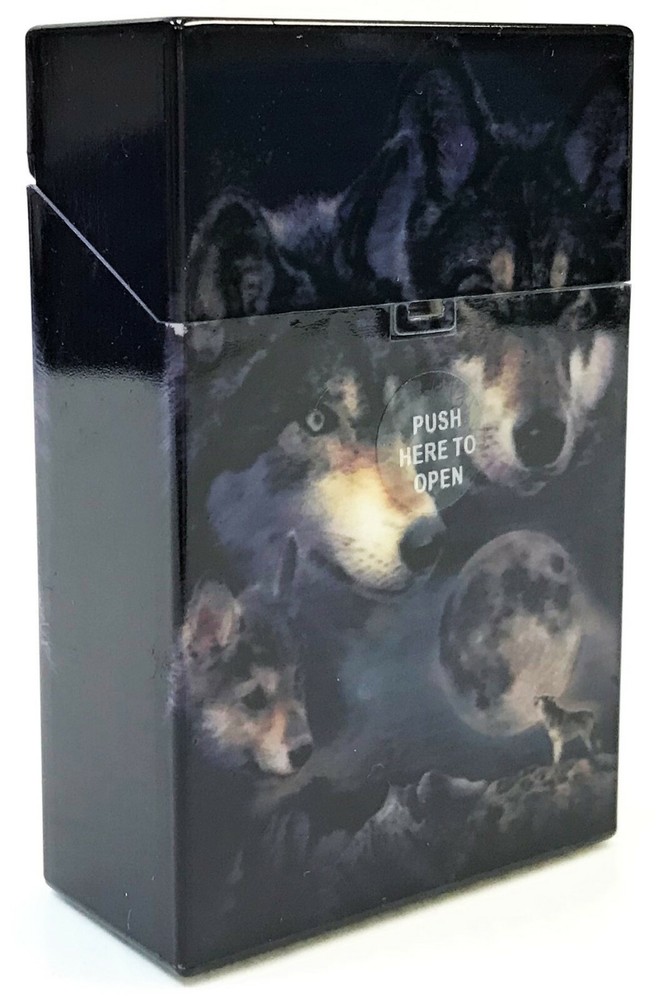 Eclipse Wolf Design Hard Plastic Crushproof Cigarette Case, 2ct, Kings 3116D17-2