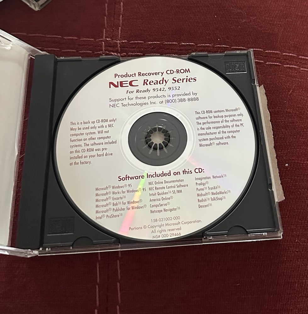 Vintage NEC Microsoft 95 Software CD bundle
