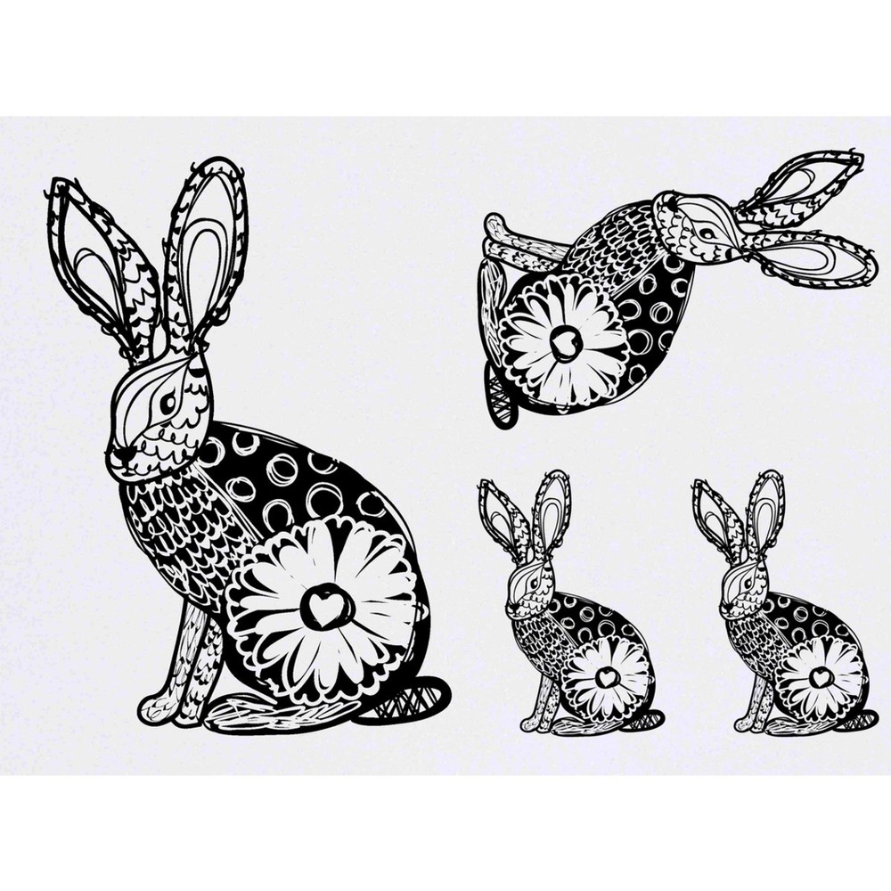 4 x 'Patterned Hare' Temporary Tattoos / Transfers (TO00005667)