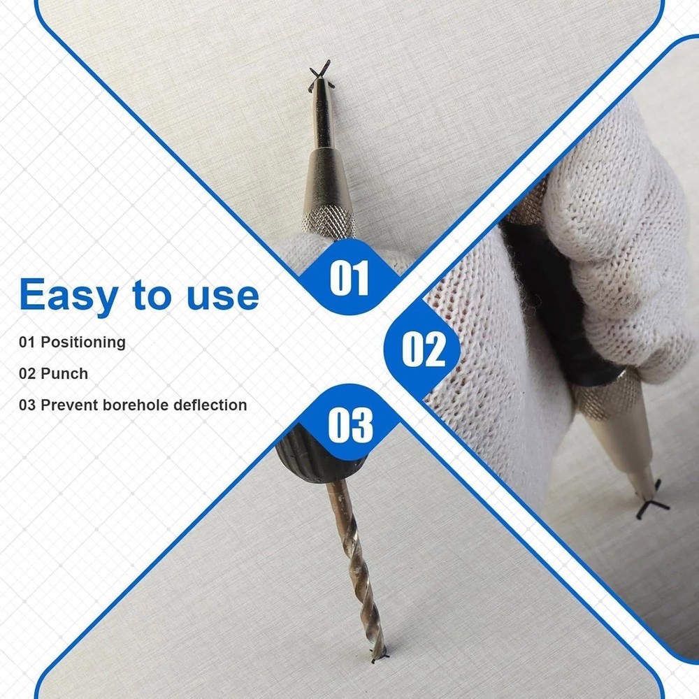 3 Piece Automatic Center Punch One Hand Action for Workshop Use DIY Projects