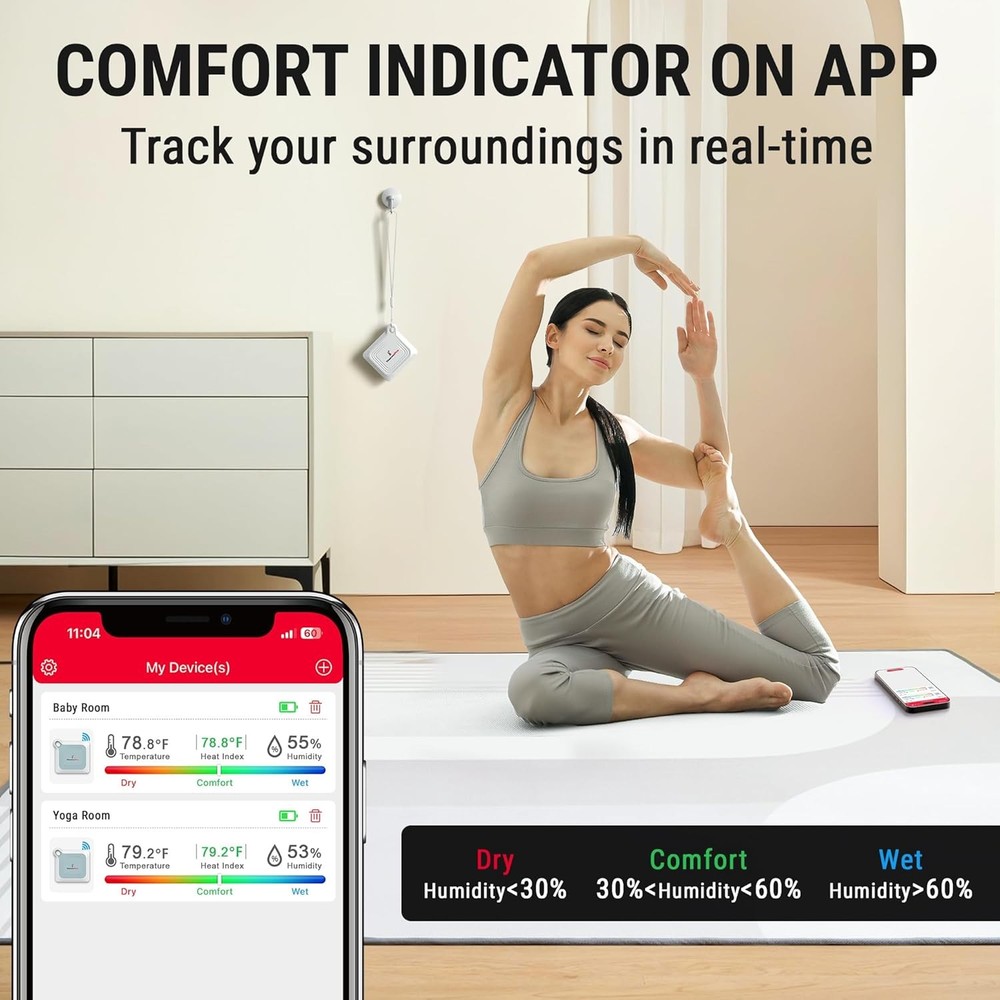 ThermoPro Bluetooth Thermometer Hygrometer, 260FT Range Temperature White