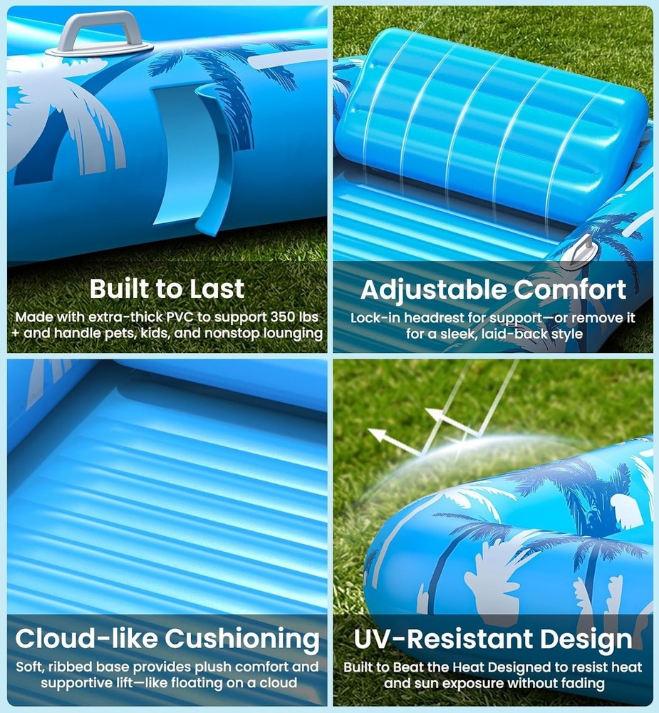 Eco-Friendly Inflatable Tanning Pool Float - UV Protective, Lightweight Design