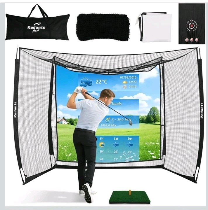 10x8 ft Golf Practice Hitting Net Cage Enclosure - Heavy-Duty Construction...