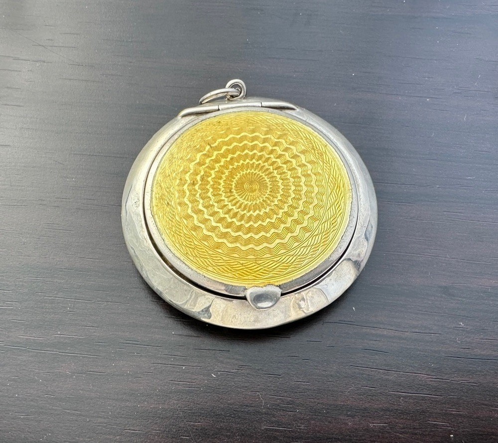 Antique Solid Silver Enamel Rouge Box c.1924