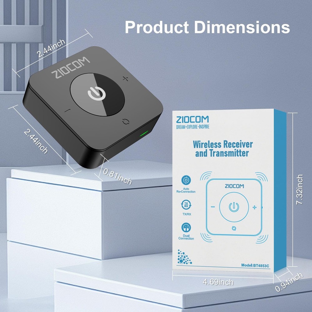 Bluetooth Transmitter for TV Wireless Adapter Optical 3.5mm Aux RCA 2 Devices