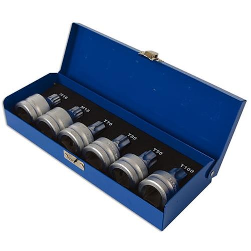 Laser Tools Tamperproof Spline & Star Socket Bit Set 3/4"D 6pc 3815