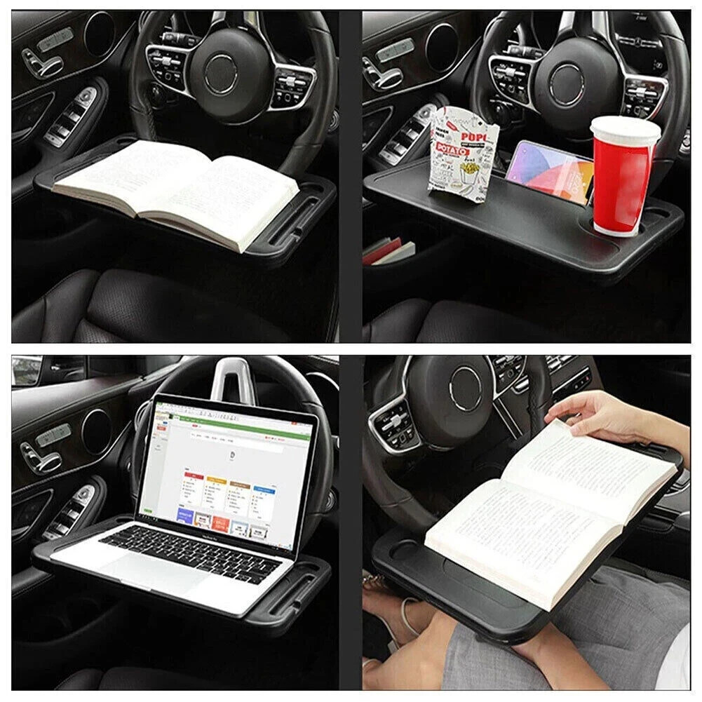New Car Steering Wheel Tray Desk 2 Sided For Laptop Drink Food Work Table Holder