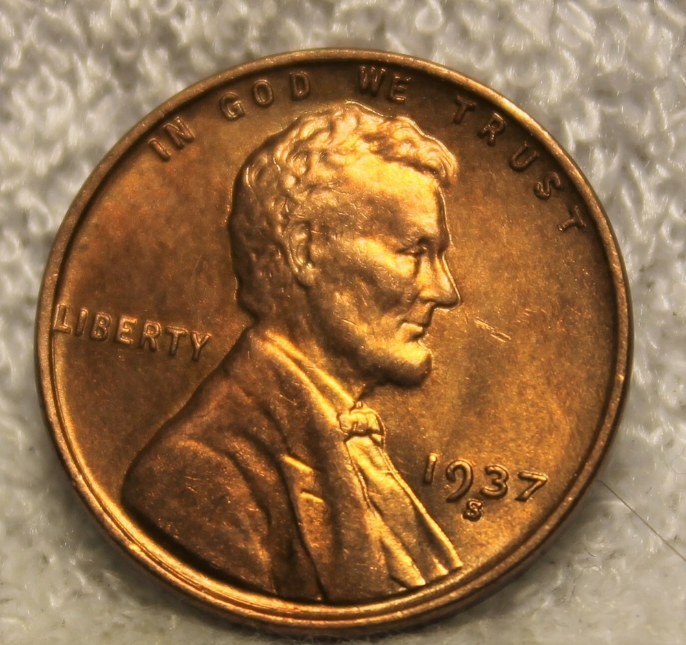 lincoln cents 1937S uncirculated