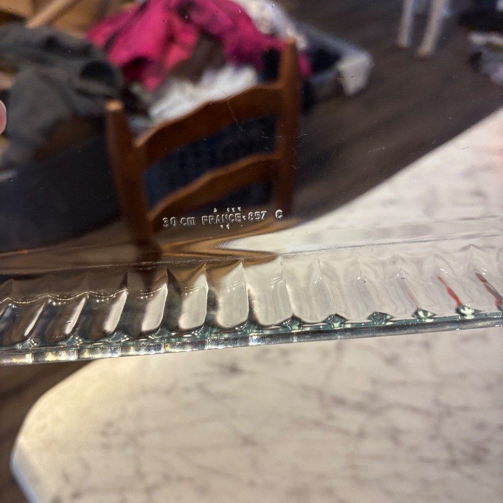 Pyrex 30cm France Glass Baking Dish Rectangular Clear Ribbed Edge Fluted