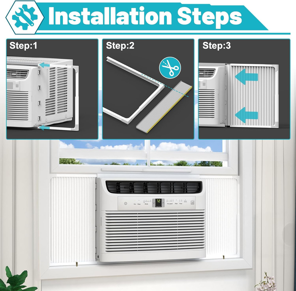 Window AC Side Panel with Frame, Adjustable Air Conditioner Side Panels