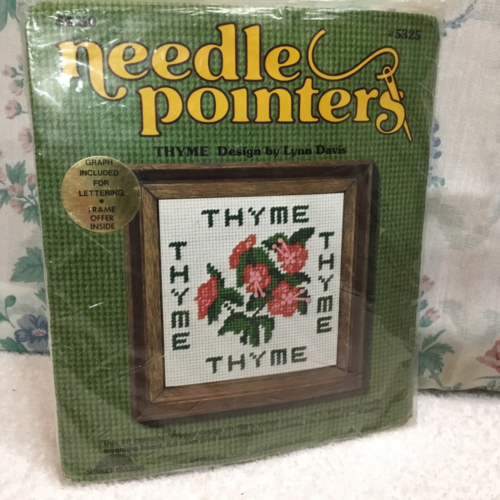 Vintage Sunset Designs Needle Pointers Thyme # 5325 Needlepoint Kit 1975 NOS