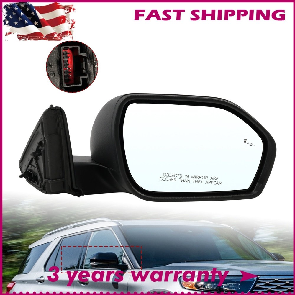 Textured Black Passenger Side Mirror Power Heated For Ford Explorer 2020-2023