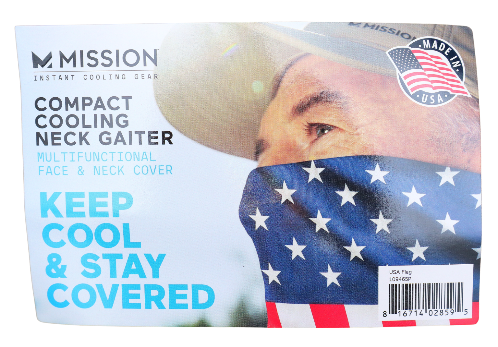 Mission Instant Cooling Geat Cooling Neck Gaiter USA Patriotism American Flag