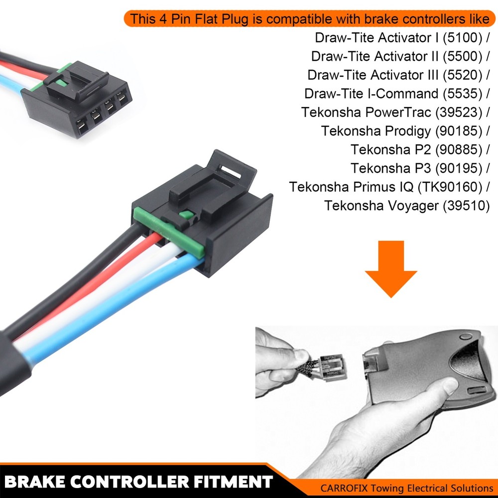 RAM Brake Control Adapter Plug-in Wiring Harness for Trailer Brake Controller