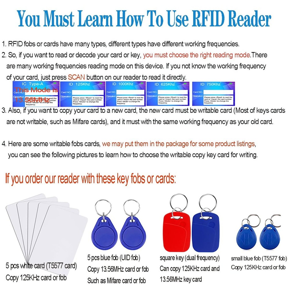JASAG RFID Reader Writer Duplicator, NFC Reader, 125KHz 13.56MHz RFID Smart C...