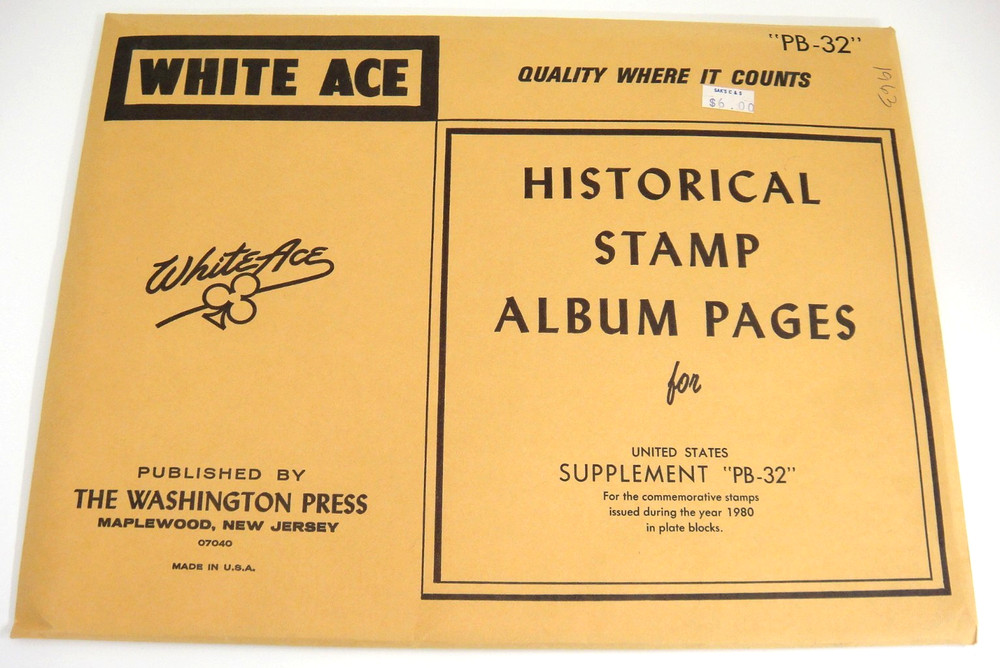 White Ace 1980 U.S. Commemorative Plate Blocks Supplement PB-32 NOS
