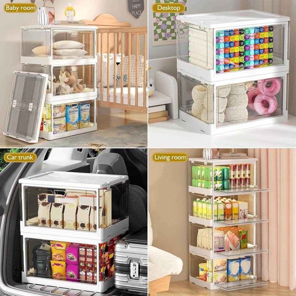 Clear Storage Bin with Lid 3 Pack 【Stackable & Sturdy】 Plastic Multifunctiona...