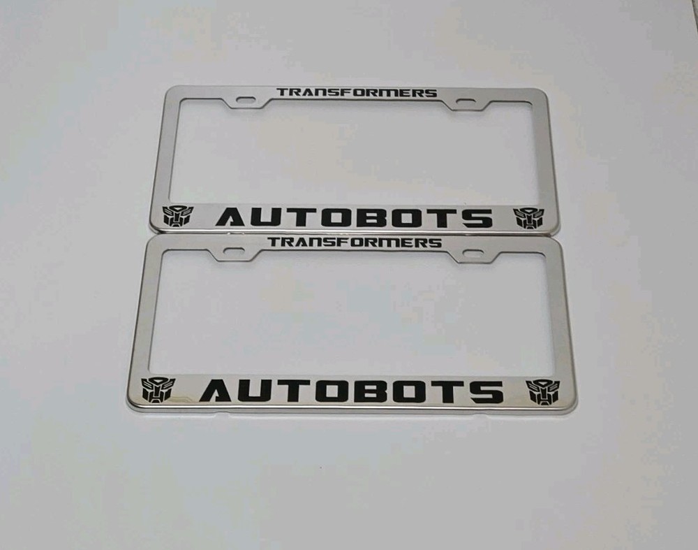 2 pcs -Transformers Autobots- Silver License Plate Frame