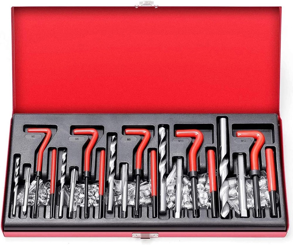Metric Helicoil Thread Repair Kit 131pc HSS Tools for Engine Spark Plug