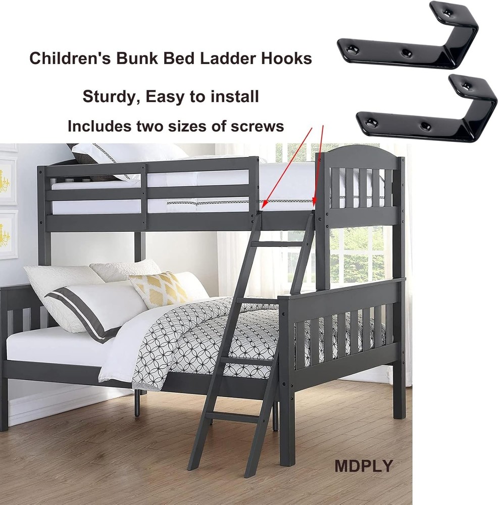 Rust-Resistant Black PVC Bunk Bed Ladder Hooks - Easy Installation Included